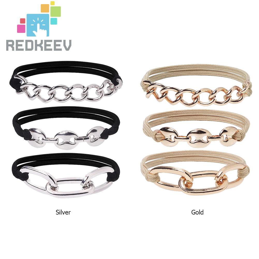 Set 3 Dây Cột Tóc Co Giãn 2 Trong 1 Thời Trang Cho Nữ