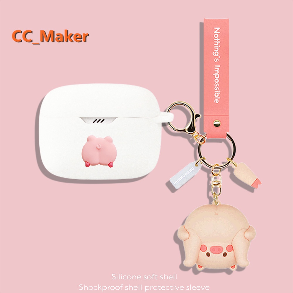 For JBL TUNE Beam Case Cartoon Burger Keychain Pendant Cute Piggy Plush Briquette JBL TUNE Beam Silicone Soft Case Creative Astronaut Lucky Cat Pendant JBL TUNE Buds / JBL T230NC / T130 Cover Soft Case