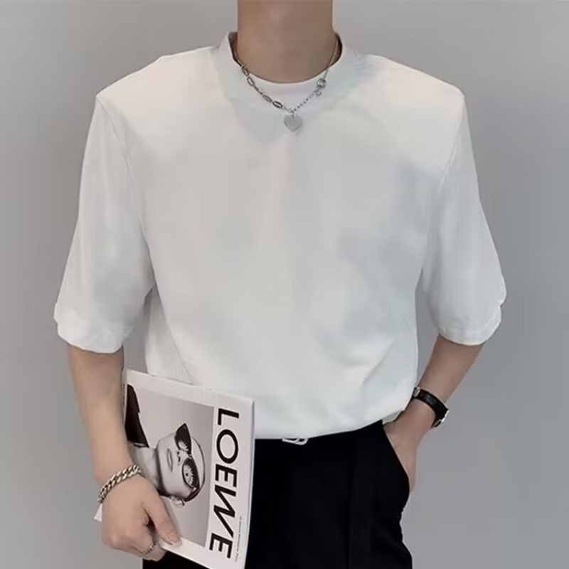 Áo Thun Đệm Vai Tay Lửng Màu Đen Trơn Trọng Lượng Nặng