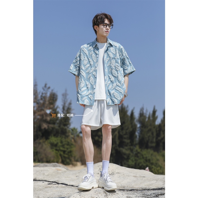 Áo Sơ Mi Đen Tay Ngắn In Họa Tiết Hoa Phong Cách Trung Quốc Thời Trang Mùa Hè Cho Nam