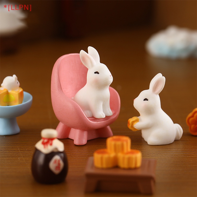 [loyaltysun] Tượng Thỏ Hoạt Hình Bằng Nhựa Resin Thủ Công Giữa Thu Nhỏ Nhắn Trang Trí Lễ Hội / Sân Vườn