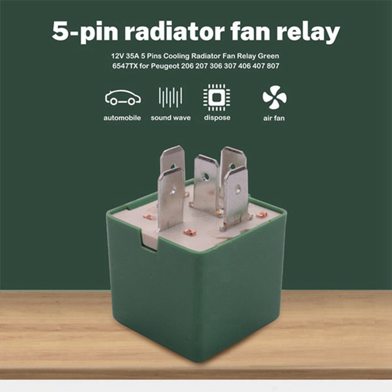 Set 2 Rơ Le Quạt Tản Nhiệt 5 Chấu 12V 35A 6547TX Thay Thế Chuyên Dụng Cho Peugeot 206 207 306 307 406 407 807
