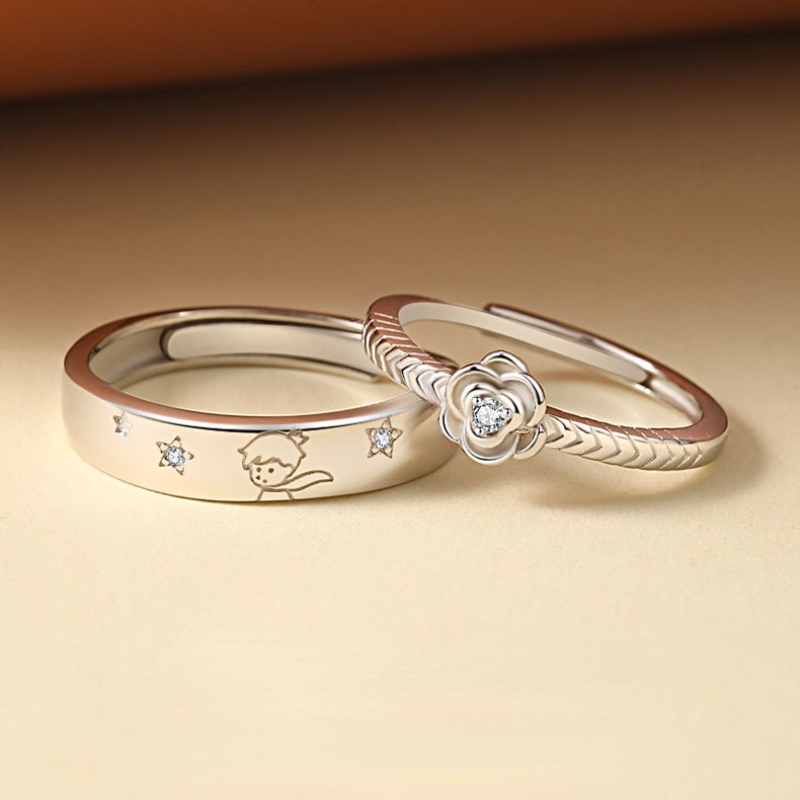 Nhẫn Cặp Đôi Hoàng Tử Bé Nhỏ Và Hoa Hồng Thiết Kế Love Token Quà Tặng Sinh Nhật Cho Bạn Gái