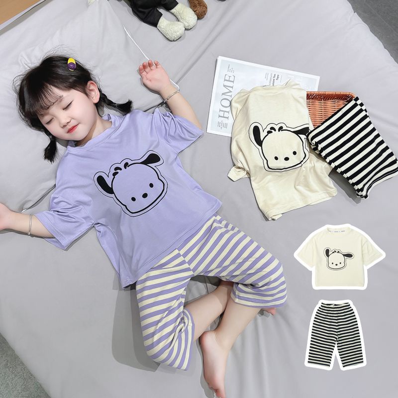 Bộ Đồ Mặc Ở Nhà Bằng Lụa Lạnh Mỏng Tay Ngắn Phong Cách Phương Tây Thời Trang Mùa Hè Hàng Mới Dành Cho Bé Gái 9 Tuổi