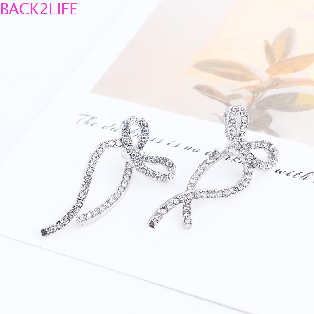 Bông Tai Mạ Bạc Dáng Dài Hình Nơ Đính Đá Pha Lê 2Life Thời Trang Cho Nữ