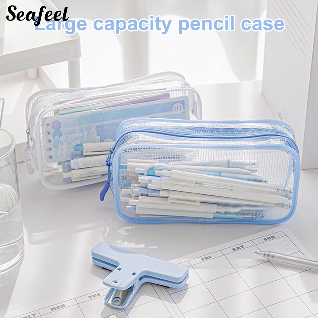 Túi Đựng Bút Trong Suốt Sức Chứa Lớn Có Khóa Kéo Đa Năng