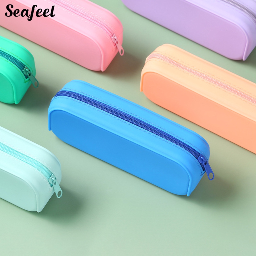 Túi Đựng Bút Bằng Silicon Mềm Chống Nước Có Khóa Kéo Cho Học Sinh