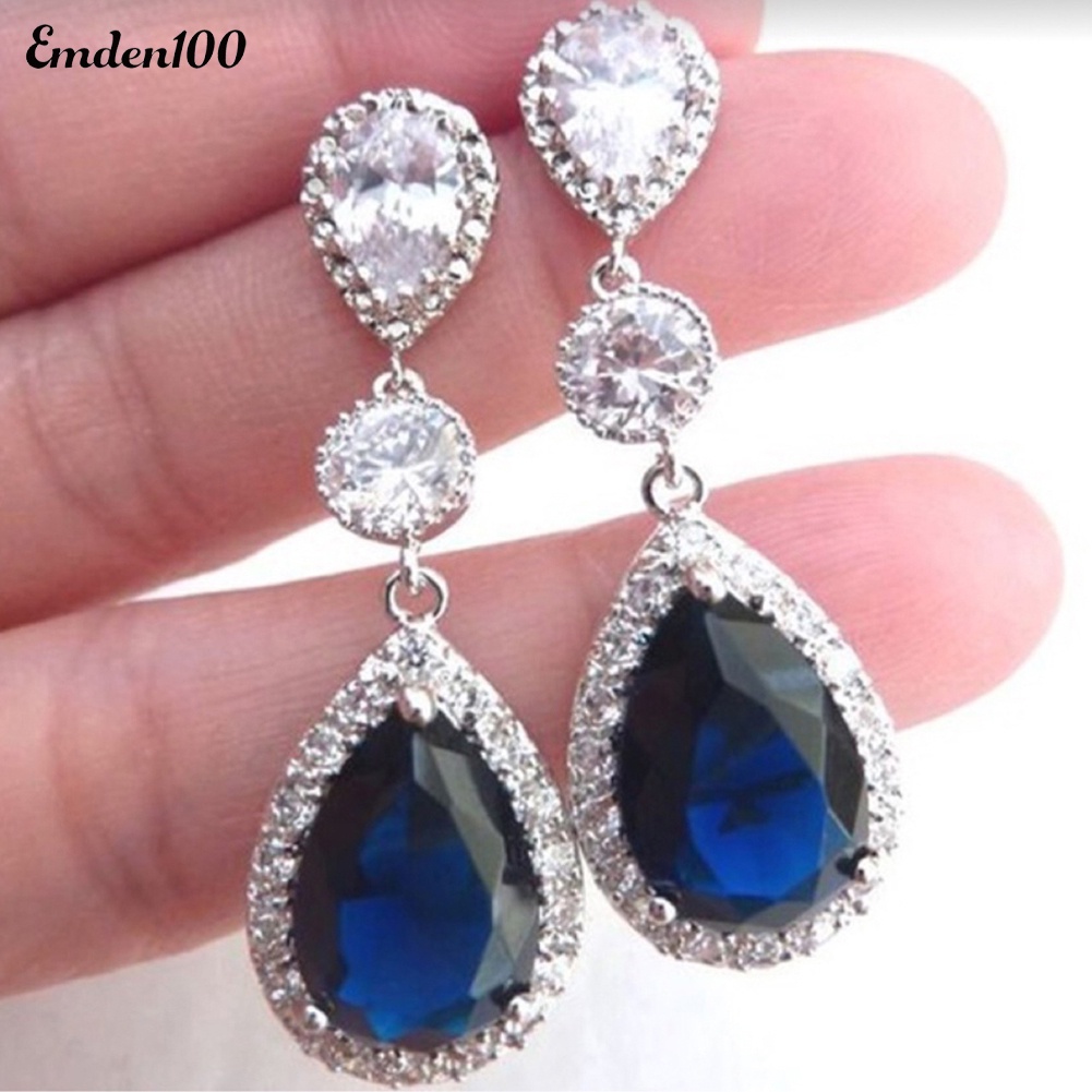 Đôi Khuyên Tai Giọt Nước Đính Đá Thời Trang Cho Nữ