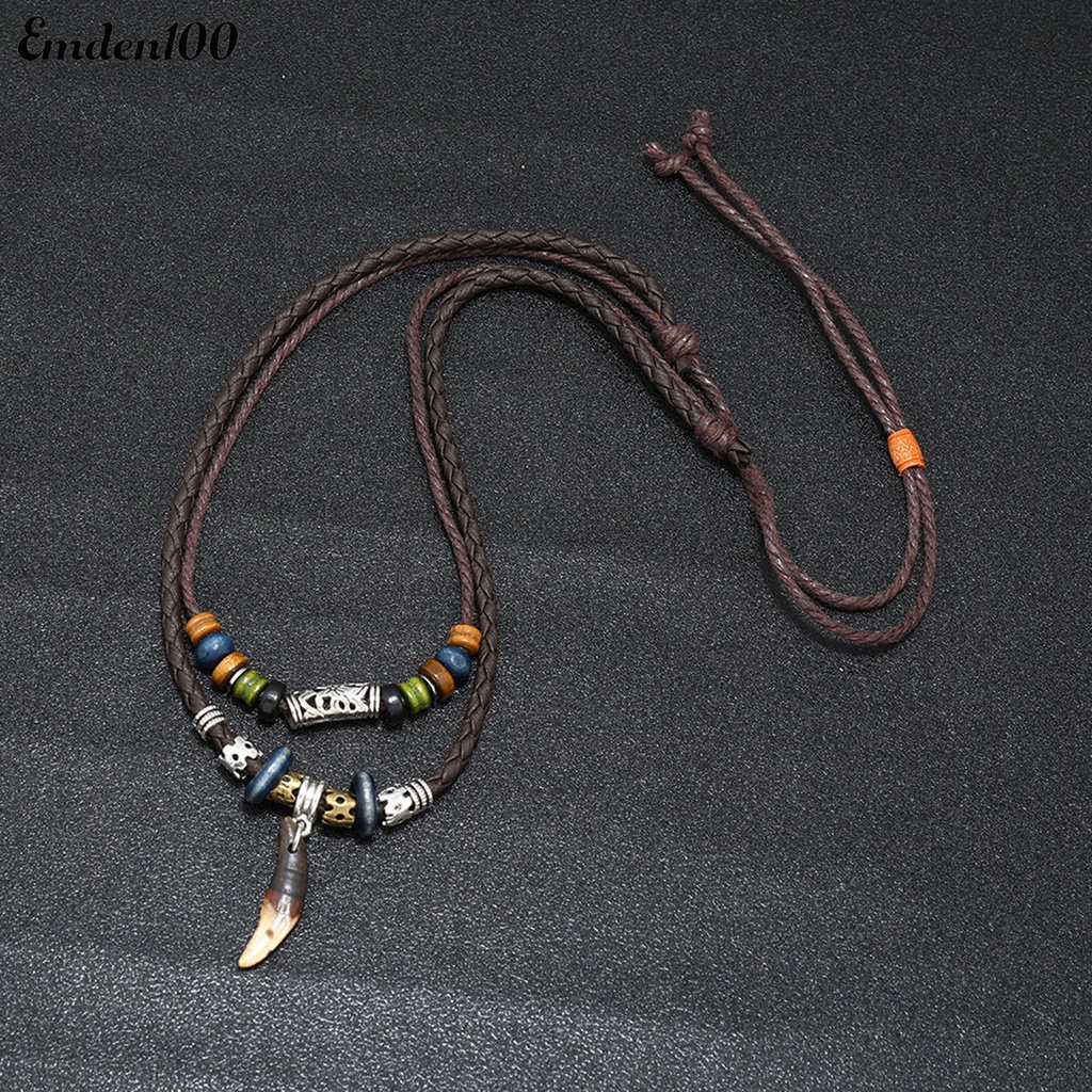 Vòng Cổ Giả Da Nhiều Lớp Phong Cách Retro Cho Nam