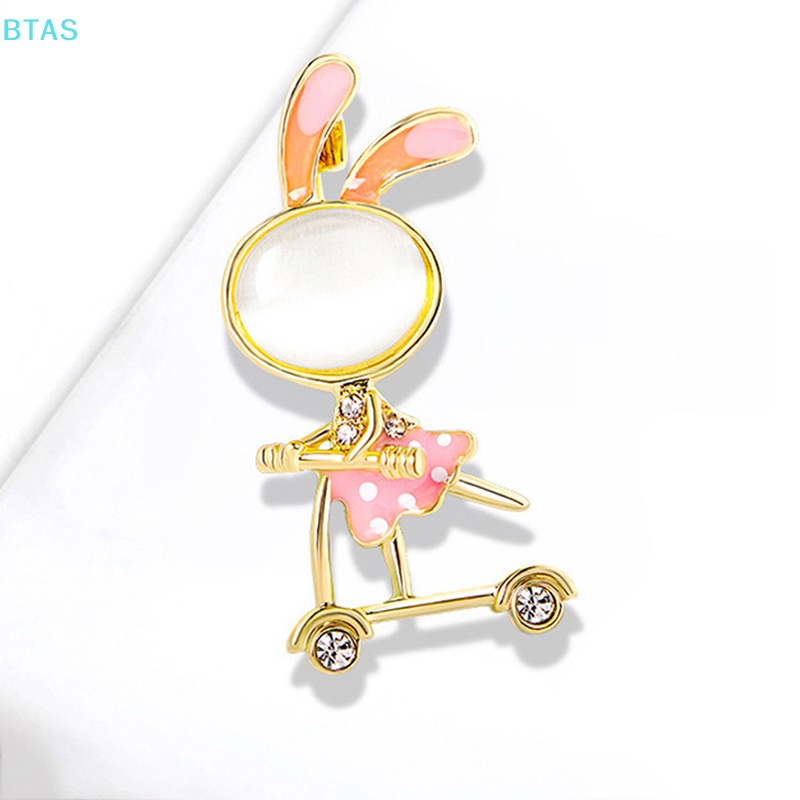 Ghim Cài Áo Hình Thỏ Hoạt Hình Đính Đá Opal Tráng Men Thời Trang Cho Nữ