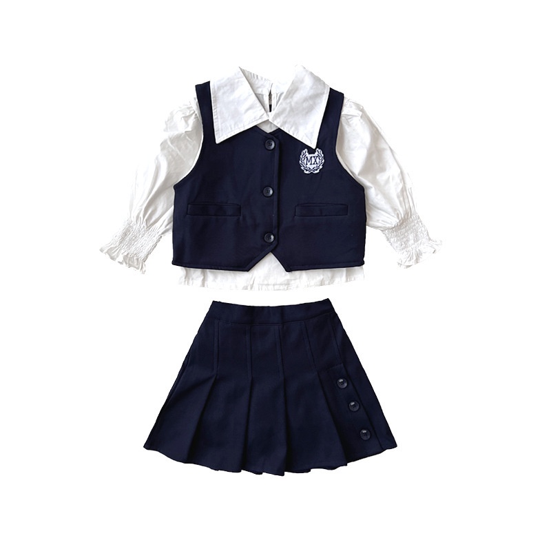 Bộ Áo Váy Xếp Ly Ba Món Phong Cách Hàn Quốc 2023 Cho Bé Gái