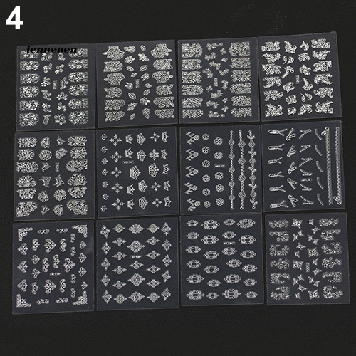 Set 12 Tấm Hình Dán Họa Tiết Bông Tuyết 3D Trang Trí Móng Nghệ Thuật DIY