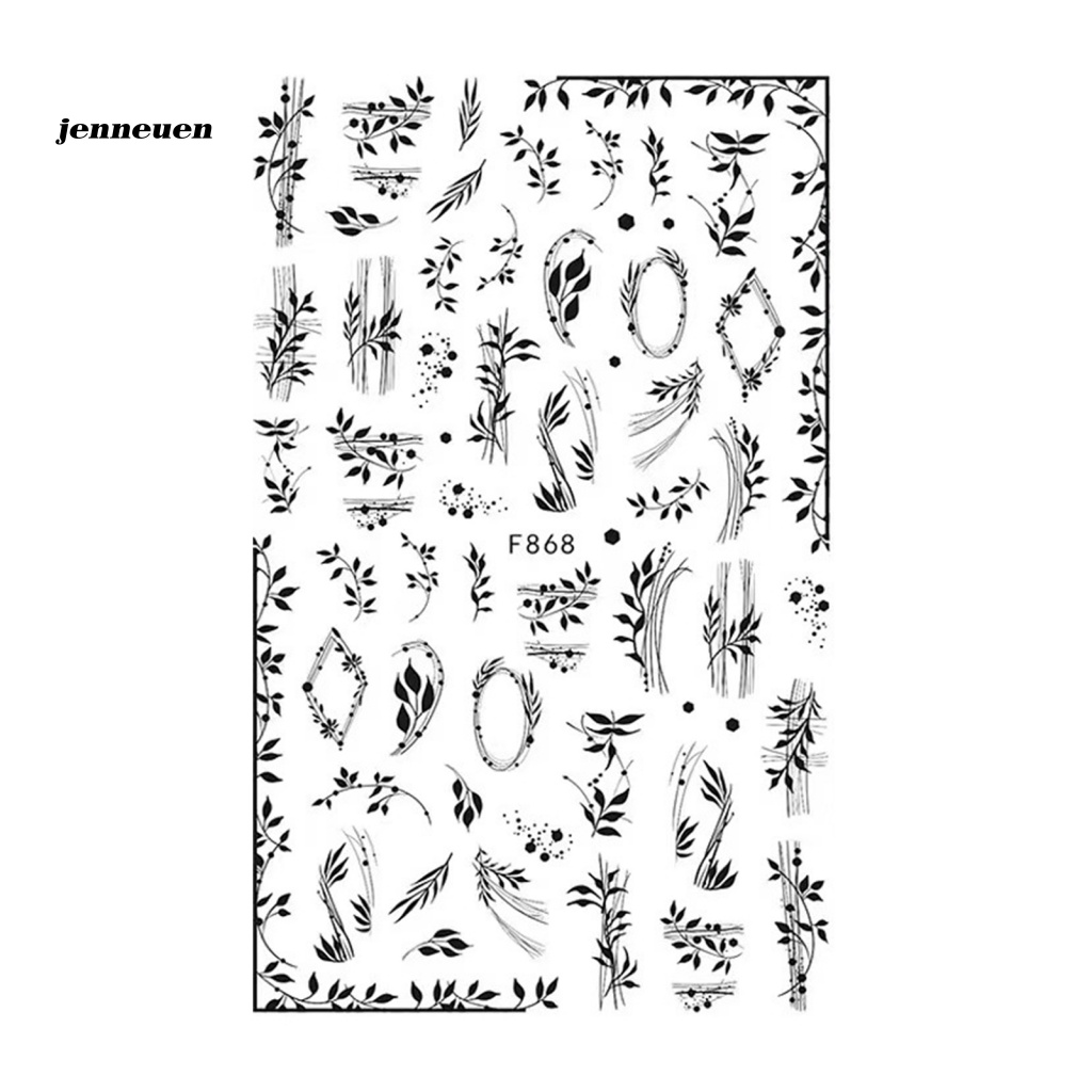 Miếng Dán Trang Trí Móng Tay Chuyển Họa Tiết Hoa Và Bướm Màu Trắng Đen