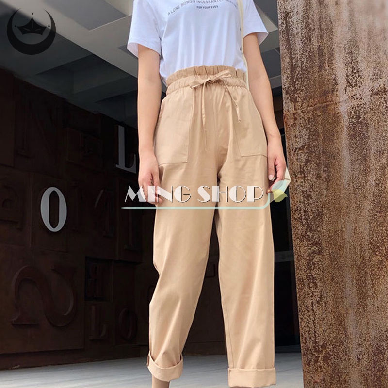 Quần Harem Lưng Cao Phong Cách Vintage Đường Phố Hàn Quốc 2023 Cho Nữ