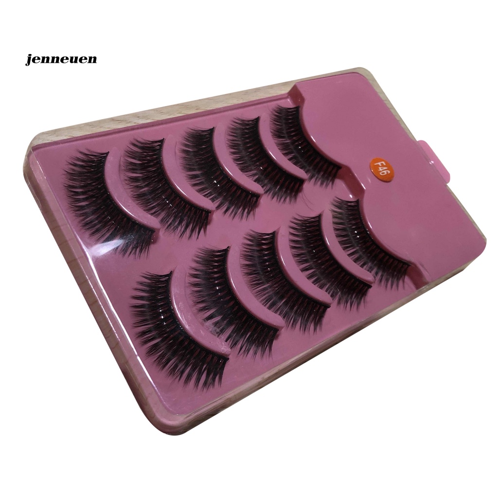 5 Cặp Lông Mi Giả Cong Dài Màu Đen Trang Điểm Chuyên Nghiệp