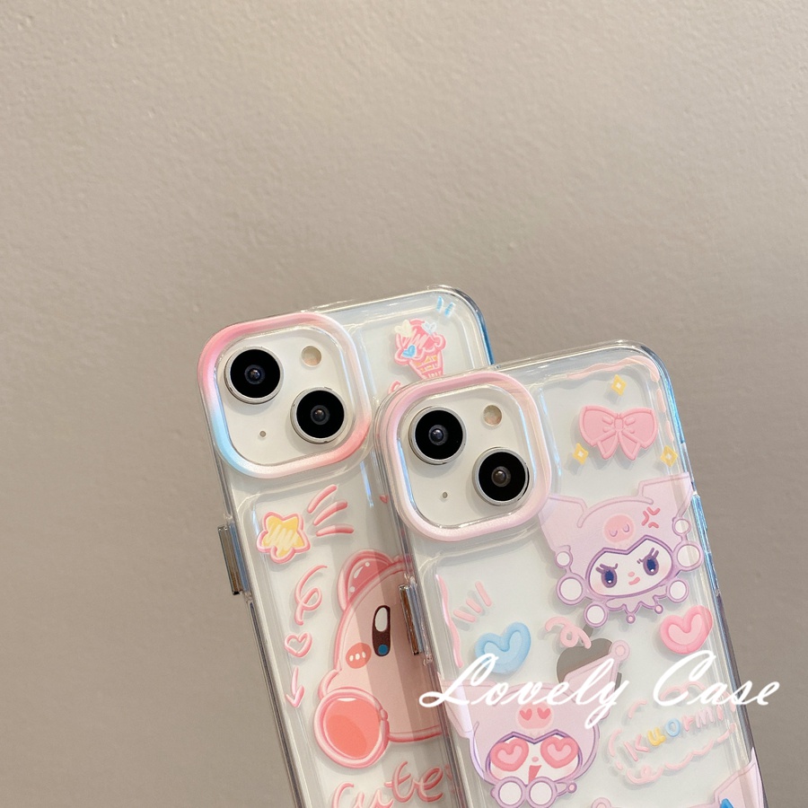 Ốp Điện Thoại Nhựa Acrylic Mềm Hình Hello kitty Và Kirby Cho IPhone 14 13 12 11 Pro Max X XR Xs Max 7 8 Plus SE 2020