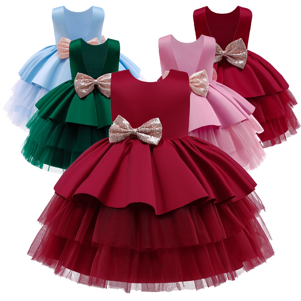 Đầm xòe NNJXD nhiều tầng không tay thời trang Giáng sinh cho bé gái 6-24 tháng tuổi