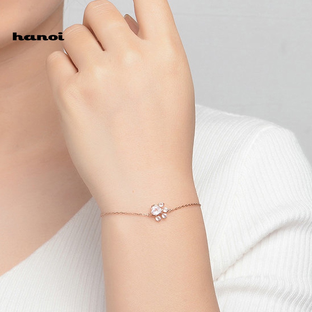 Vòng Đeo Tay MặT HìNh DấU Chân CúN ĐíNh Kim Cương Giả ThờI Trang Cho