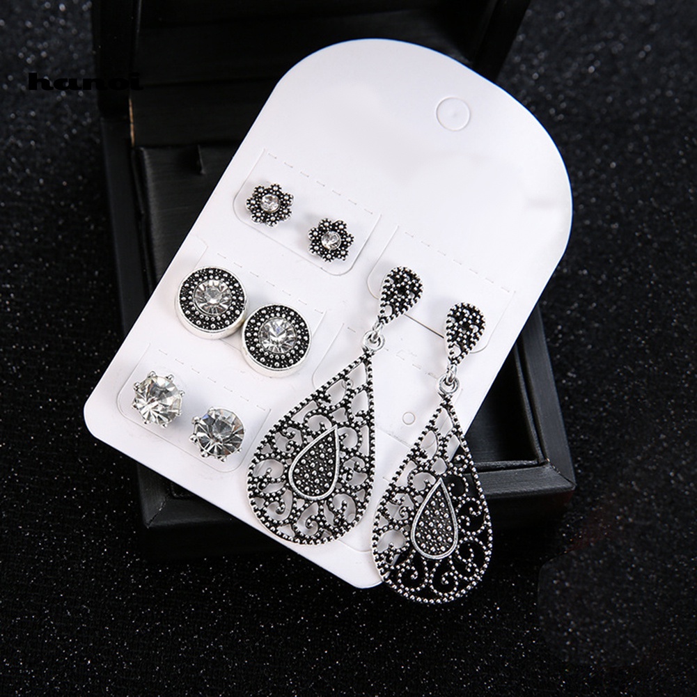 Set Bông Tai Đính Đá Hình Giọt Nước Thời Trang Boho