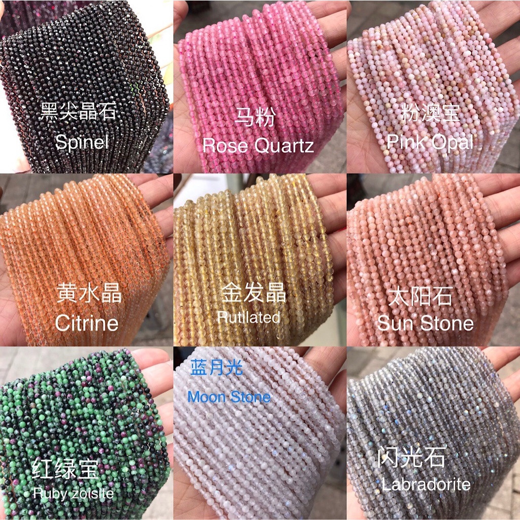 Chuỗi Hạt Pha Lê Tự Nhiên 3mm Dùng Làm Trang Sức Thủ Công