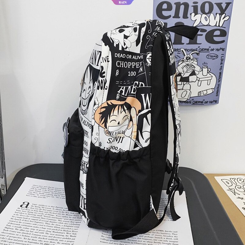 Ba Lô Du Lịch / Đi Học / Đeo Vai Kích Thước Lớn In Họa Tiết Hoạt Hình One Piece Luffy Cho Nam Và Nữ