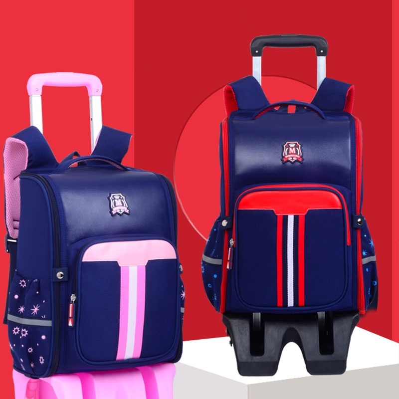 SUPER KIDS Ba Lô Đi Học Có Bánh Xe Kéo Chống Thấm Nước Dành Cho Bé Lớp 1 / 2 / 3 / 5 / 6 Ốp
