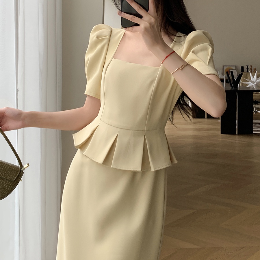 Váy Yếm Dáng Dài Lưng Cao Giả Hai Mảnh Cỡ Lớn Phong Cách hepburn Cao Cấp Mùa Hè Kiểu Mới