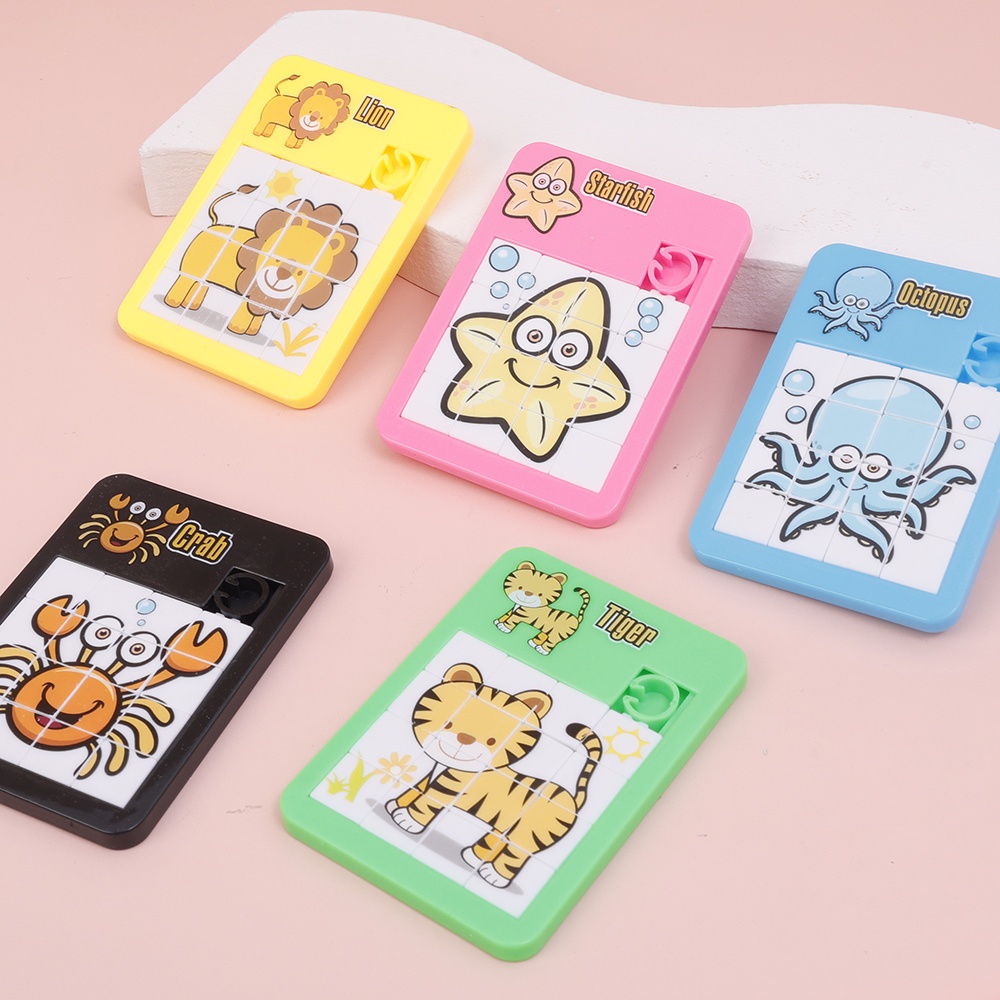 Mini 16-khung trượt nhựa phim hoạt hình động vật đầu ngón tay đồ chơi ghép hình / trẻ em giáo dục phát triển trí thông minh đồ chơi xếp hình