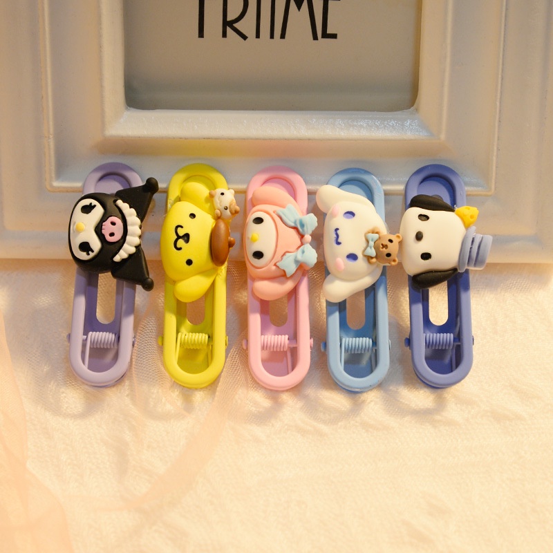2 cái / bộ kẹp tóc sanrio dễ thương kuromi cinnamoroll kim loại bên tóc kẹp cho trẻ em h0026