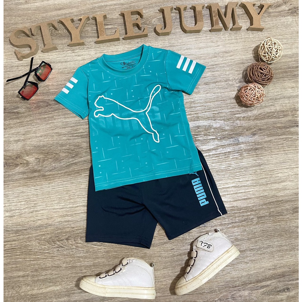 Size 1-7  - Bộ đồ thể thao thun lạnh ngắn tay in hình sọc tay áo