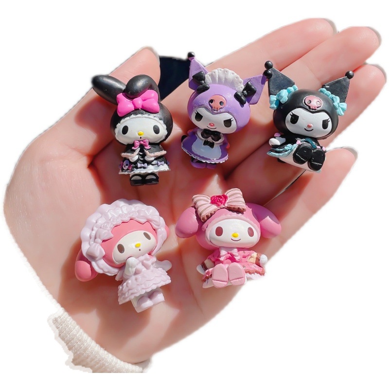Set 5 Mô Hình Búp Bê Sanrio Kuromi My Melody 4cm Trang Trí Bánh Kem Sinh Nhật / Xe Hơi DIY