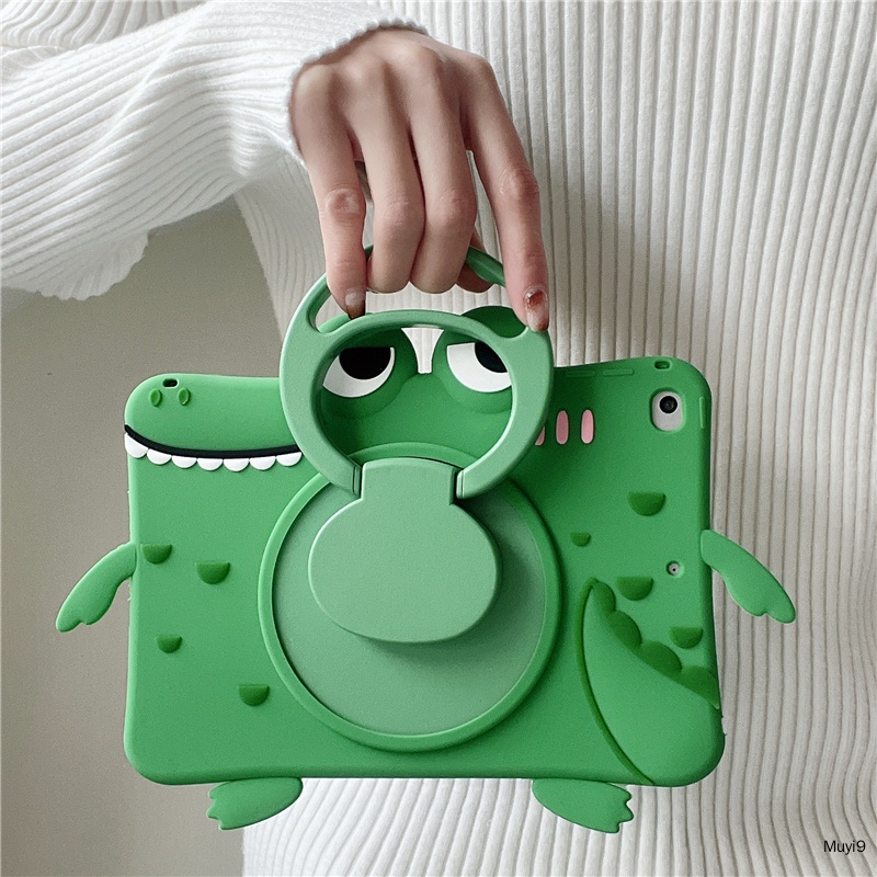 Đèn Ngủ Hình Cá Sấu Hoạt Hình 3600 Độc Đáo°Ốp Máy Tính Bảng Chống Rơi Có Giá Đỡ Cho IPad10.2 / 10.5 Ipad10th Mini4 Mini6 IpadAir 9.7 Air4 10.9 Pro11 Ipad Gen9
