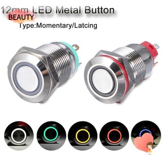 Công tắc On/Off dạng nhấn cho đèn led bằng kim loại chống thấm nước cỡ 12mm điện áp 3V 5V 9V 12V 24V 110V 220V