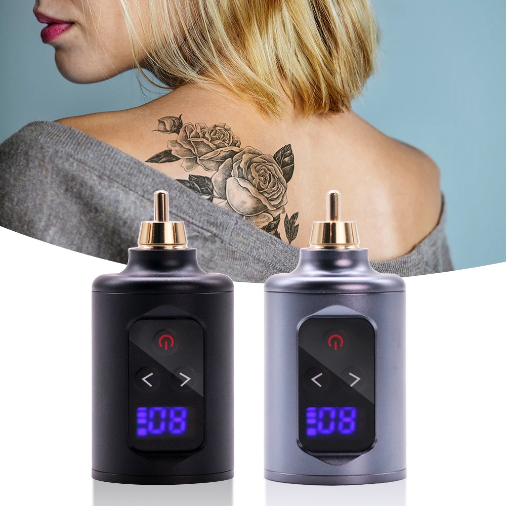 Bộ nguồn hình xăm không dây mới màn hình kỹ thuật số led jack cắm rca 1400mah pin di động có thể sạc lại cho bút máy xăm quay