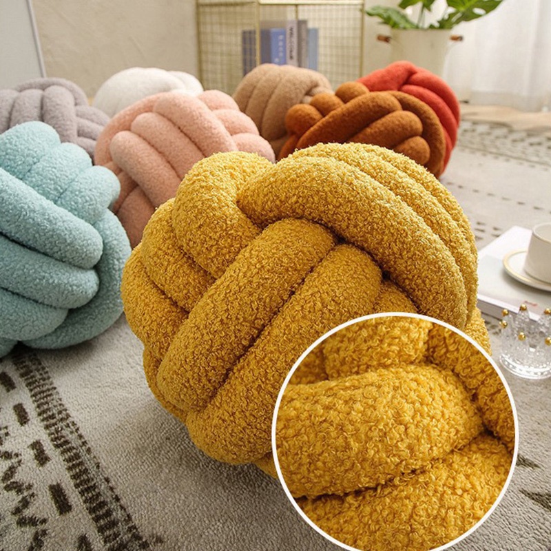 Gối Lông Cừu Cuộn Tròn Thắt Nút Bằng Tay Trang Trí Ghế sofa Phòng Khách