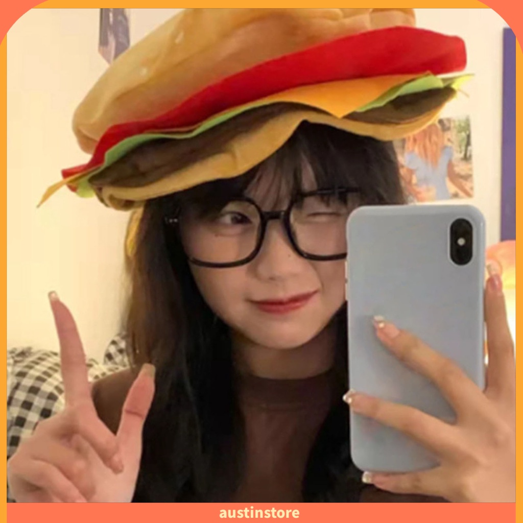 Mũ Hamburger Mềm Mại Co Giãn Hóa Trang Ngộ Nghĩnh Cho Nam Nữ