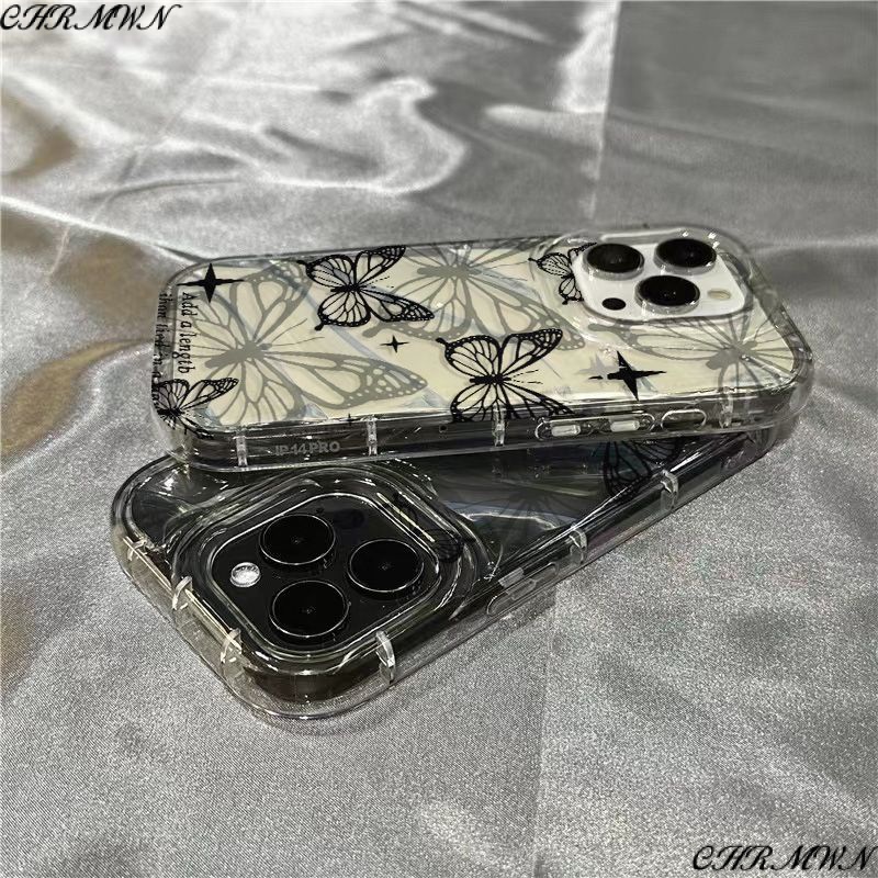 Ốp Lưng Điện Thoại Dẻo Trong Suốt Họa Tiết Bươm Bướm Dễ Thương Cho iPhone 14 Pro Max 13 12 11 7 8 Pl