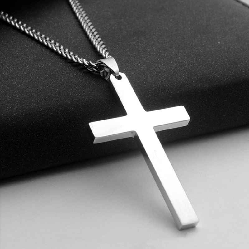 Vòng cổ Bằng Thép Không Gỉ Mặt Hình Thánh Giá Phong Cách Hip Hop Cho Nam