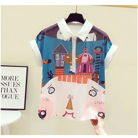 Áo Sơ Mi Ngắn Tay In Hình Nữ Plus Size C11291