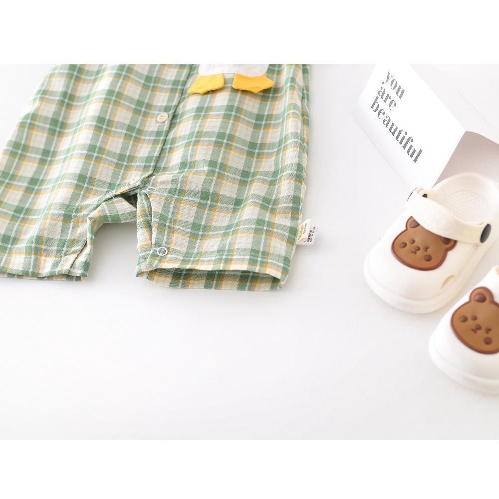 Bộ Áo Liền Quần Họa Tiết Caro Dễ Thương Dành Cho Bé Trai