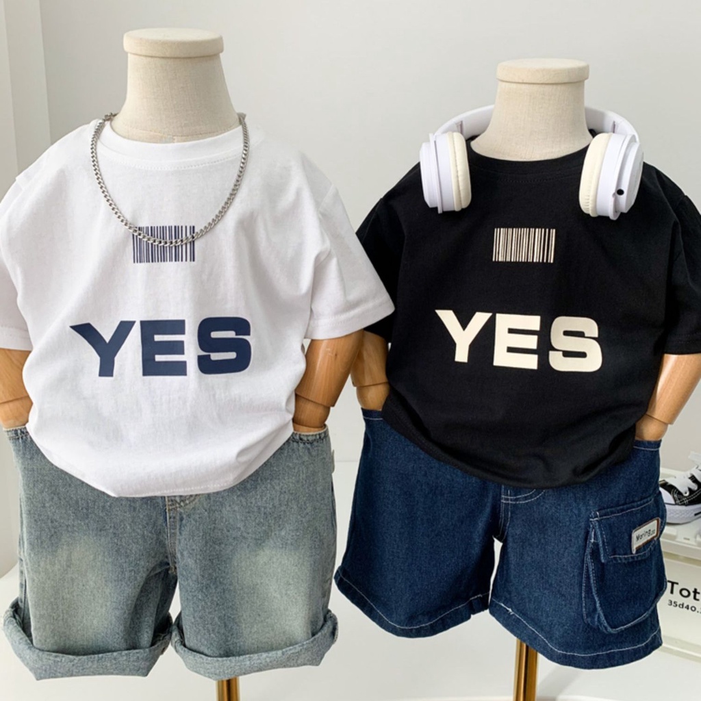 Áo Thun Tay Ngắn Chất Liệu 100% Cotton In Chữ Đơn Giản Trẻ Trung Dành Cho Bé