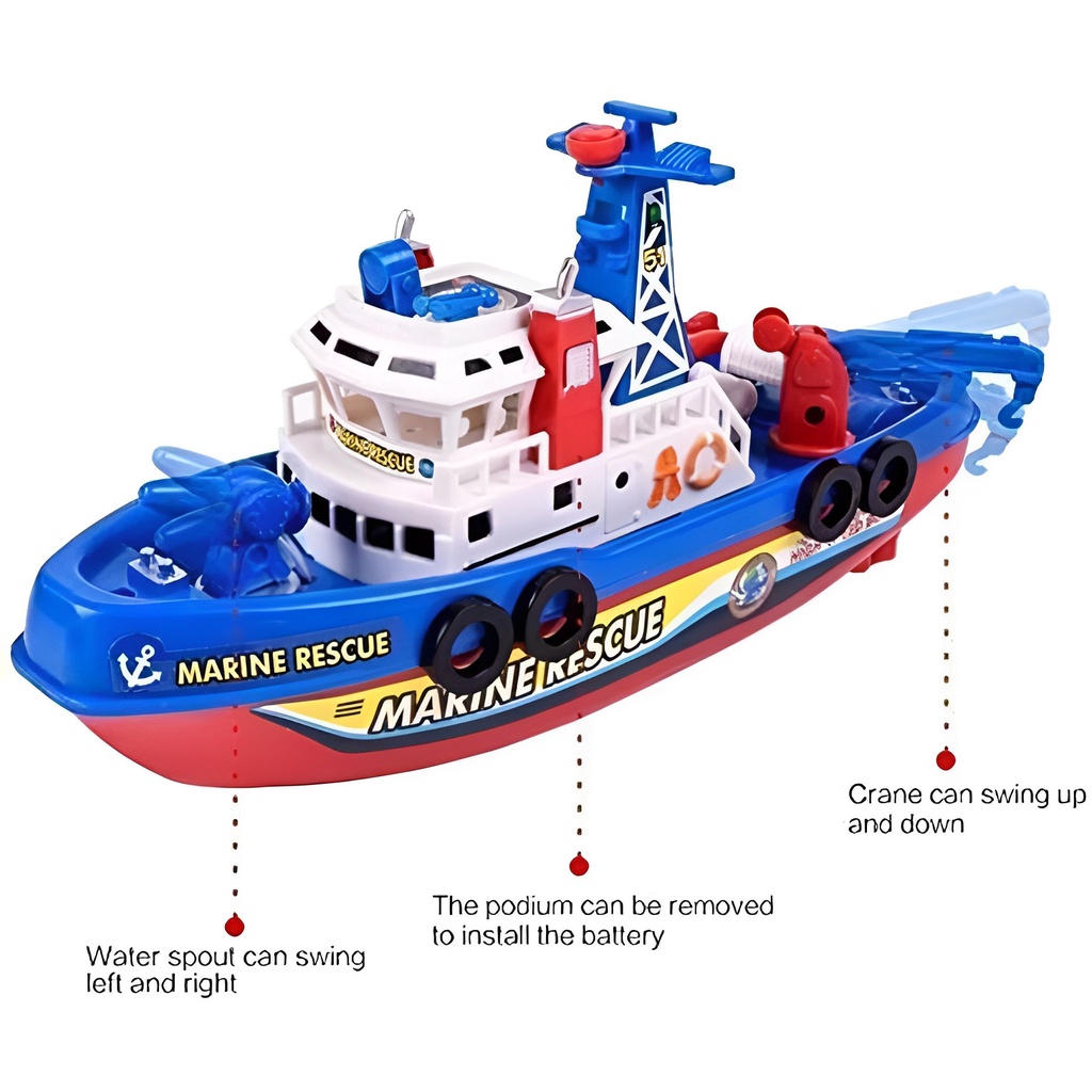 TOY WATER GUN BOAT BABY KIDS BATHING TOYS WITH LIGHT MARINE RESCUE SHIP FIRE ENGINE BOAT