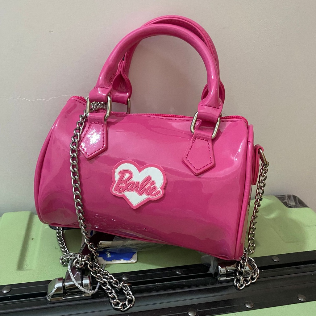 Túi Da PU Đeo Chéo In Hình Búp Bê Barbie Phong Cách Hàn Quốc Cho Nữ