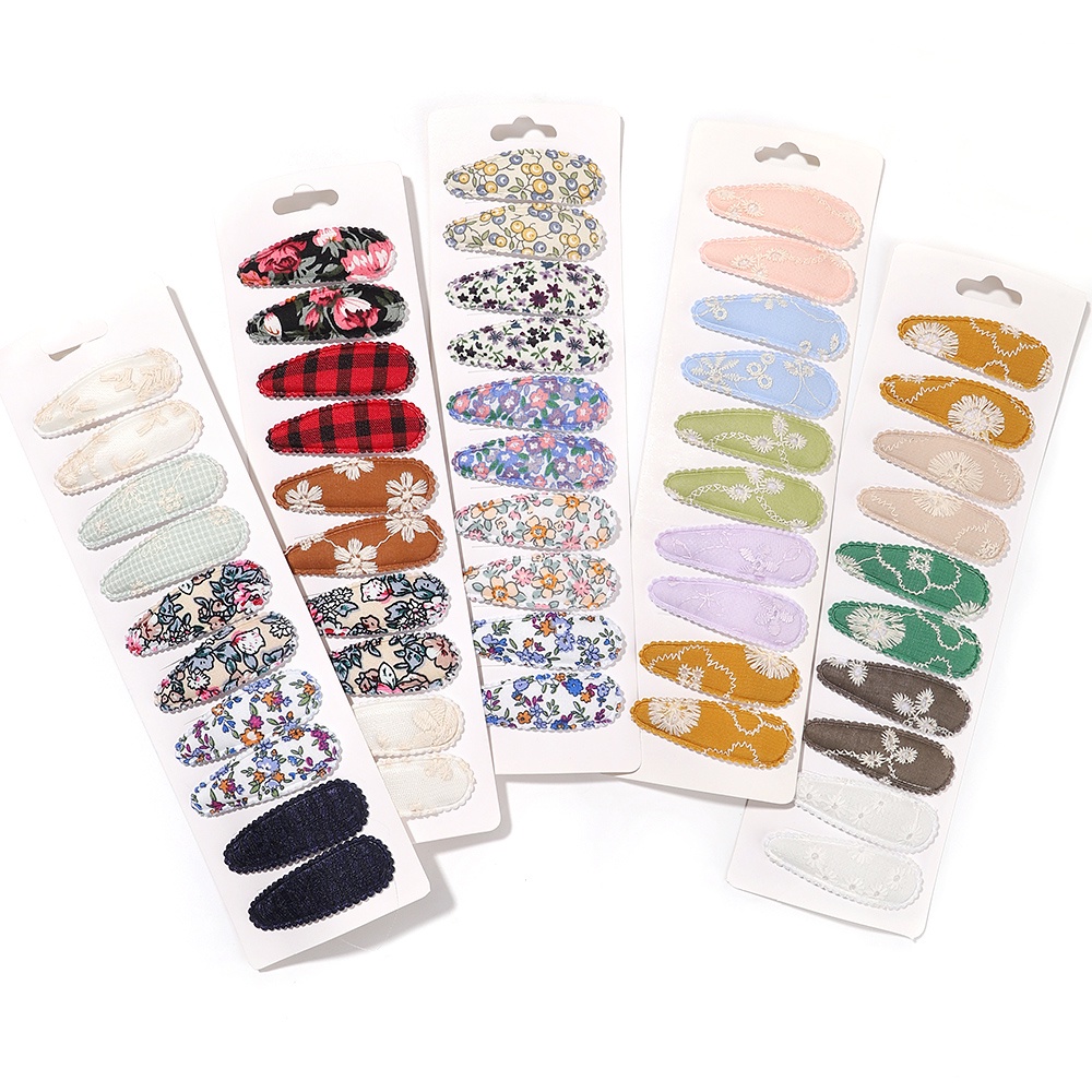 Set 10 Kẹp Tóc Cotton Họa Tiết Thời Trang Cho Nữ