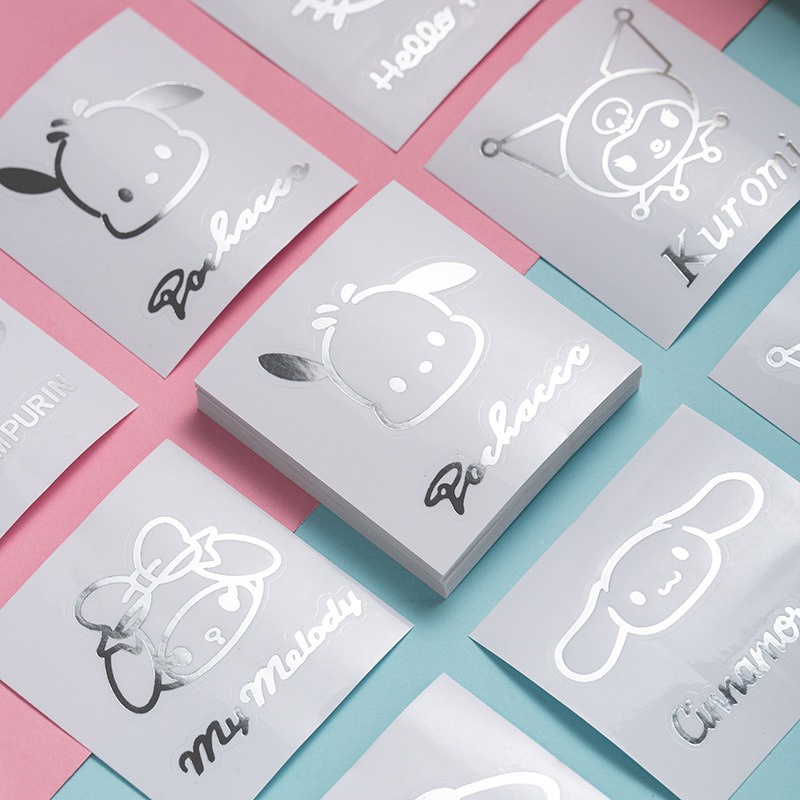 Miếng Dán Kim Loại Họa Tiết Hoạt Hình Nhật Bản Sanrio Cinnamoroll Pachacco Kuromi Melody Purin Dễ Thương Sáng Tạo Trang Trí Cốc Nước