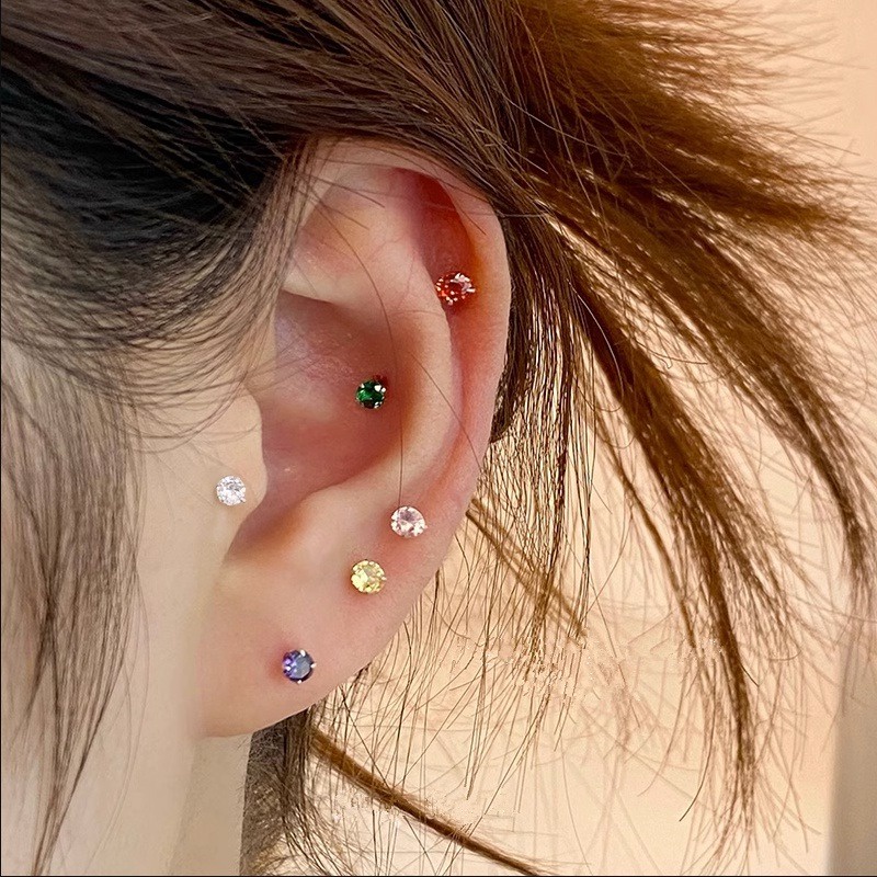 Khuyên Tai Bạc s925 Đính Đá Zircon Lấp Lánh Thời Trang Cho Nam Nữ