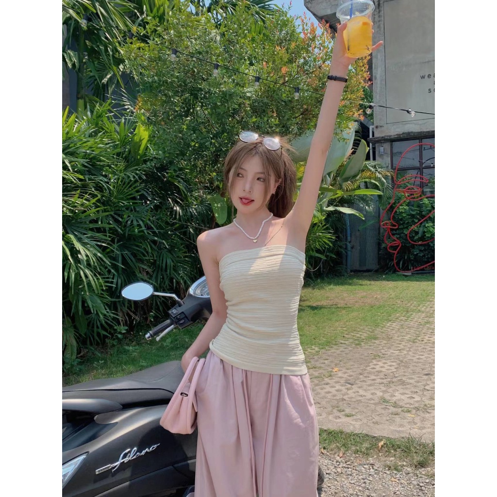 Áo quây ngực form baby tee chất vải cotton xốp dáng thời trang mùa hè quyến rũ cho nữ MA087 Pinkee