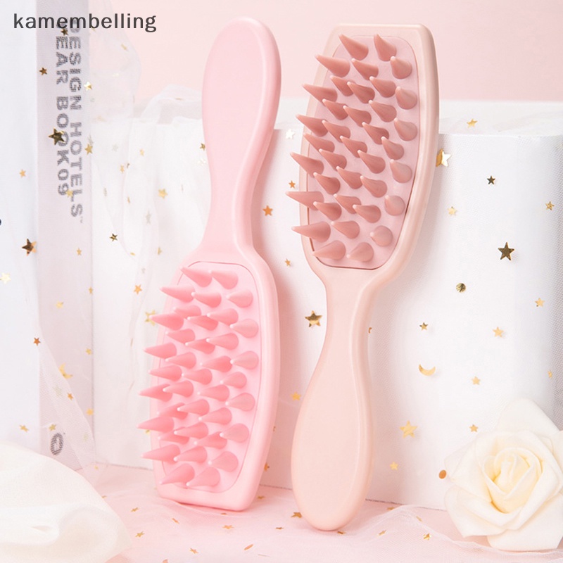 Kamembelling đầu silicon mềm lược massage da đầu tay cầm silicone làm sạch lược gội đầu bàn chải massage cho tiệm rửa đầu en