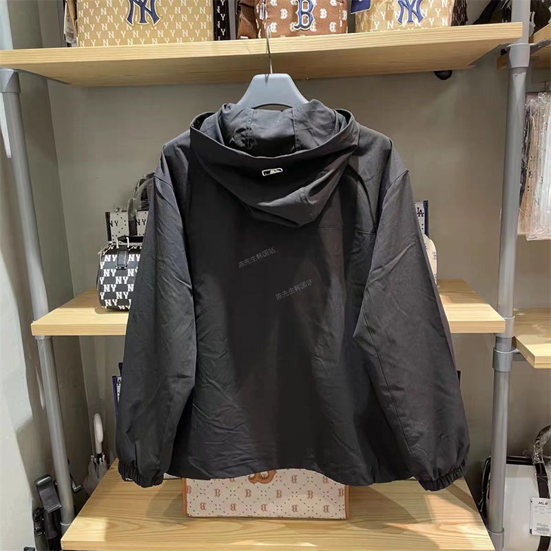 Áo Khoác Gió Thêu logo mlb ny 100% Chính Hãng Có Khóa Kéo Thời Trang Cho Nam Và Nữ