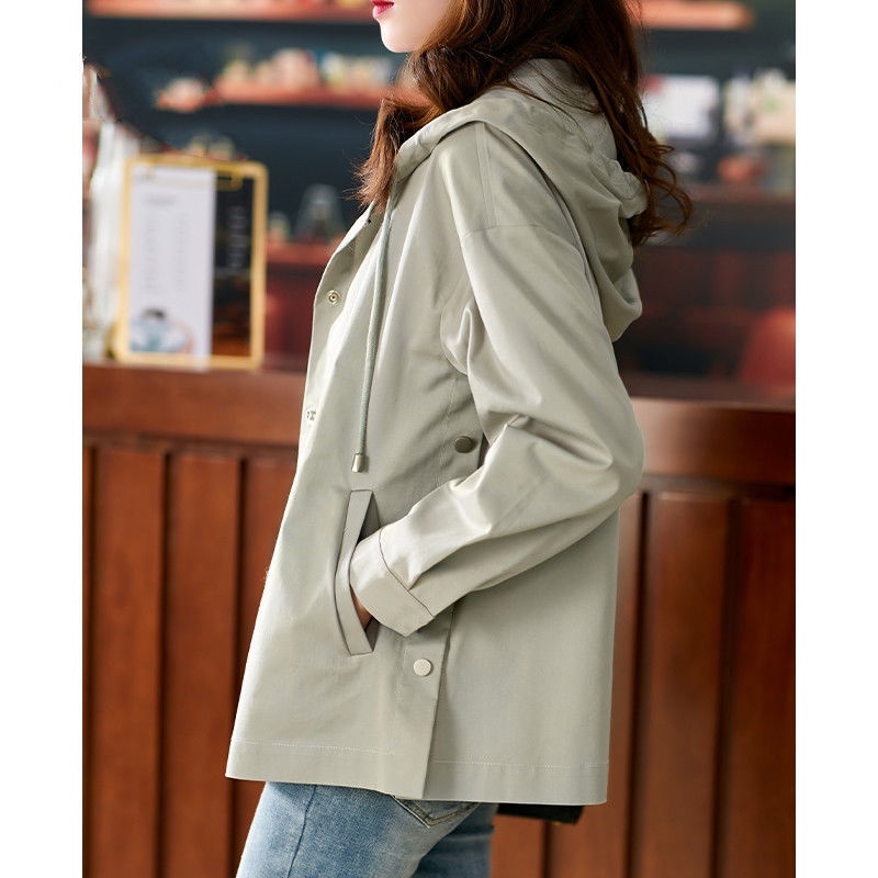 Áo Khoác Gió Ngắn Có Nón Thời Trang Mùa Xuân Mới 2023 Cho Nữ